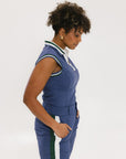 Charlotte Sleeveless Polo - Indigo