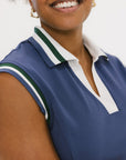 Charlotte Sleeveless Polo - Indigo