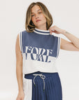 Fore Sleeveless Sweater - Indigo/White