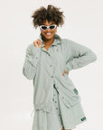 Victoria Button Up - Green Stripe