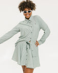 Victoria Button Up - Green Stripe
