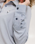Victoria Button Up - Indigo Stripe