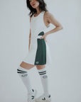 The Shane Knee High Socks - White/Green Stripes