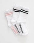 Maude Ruffle Top Socks - Pink Stripe