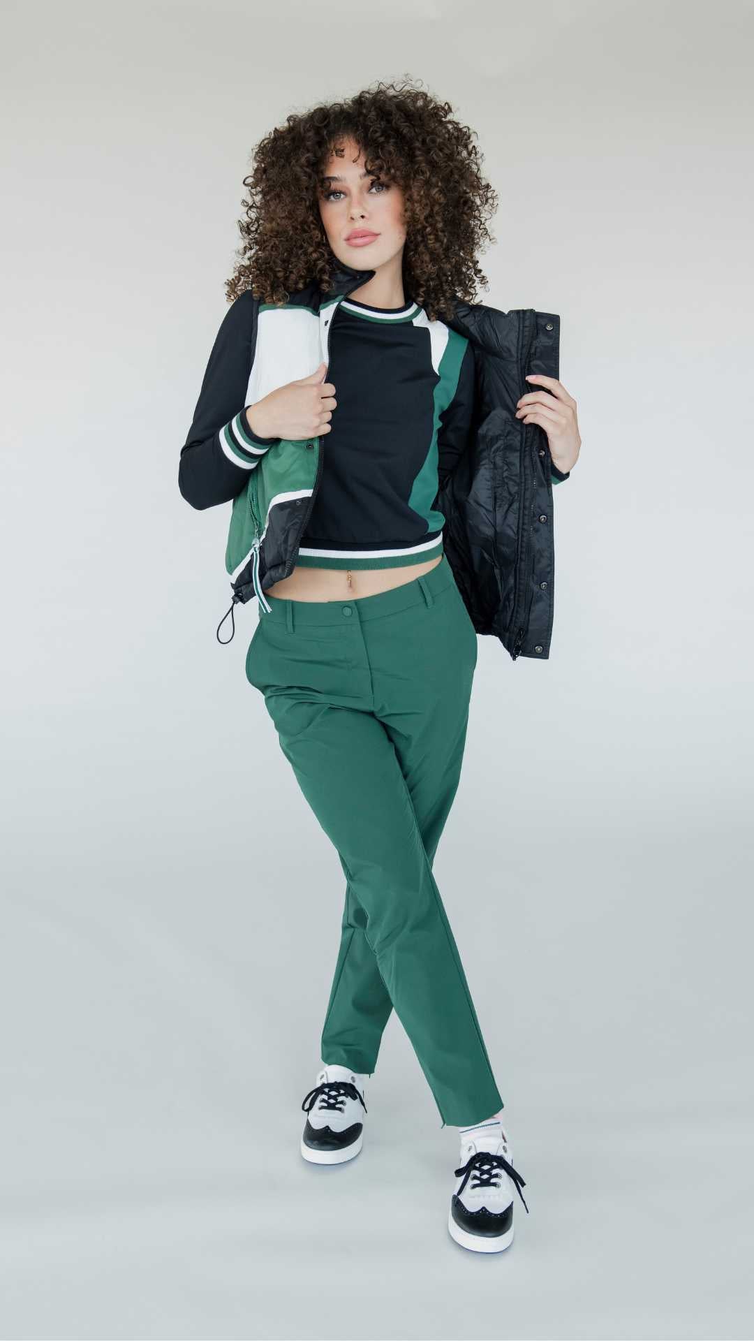 Jackie Moon Vest - Chevron Green