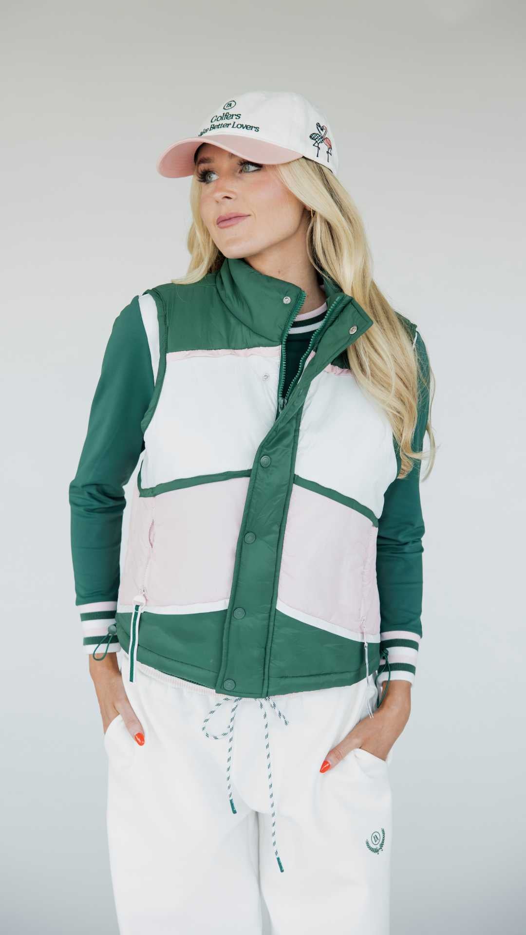 Jackie Moon Vest - Chevron Pink
