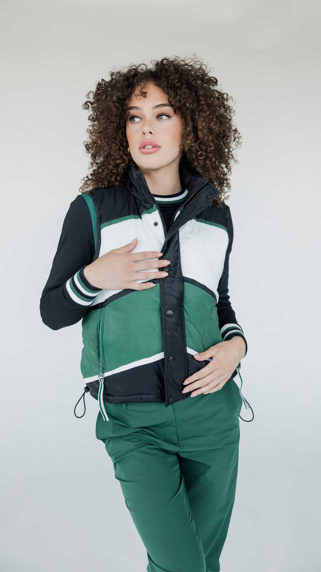 Jackie Moon Vest - Chevron Green