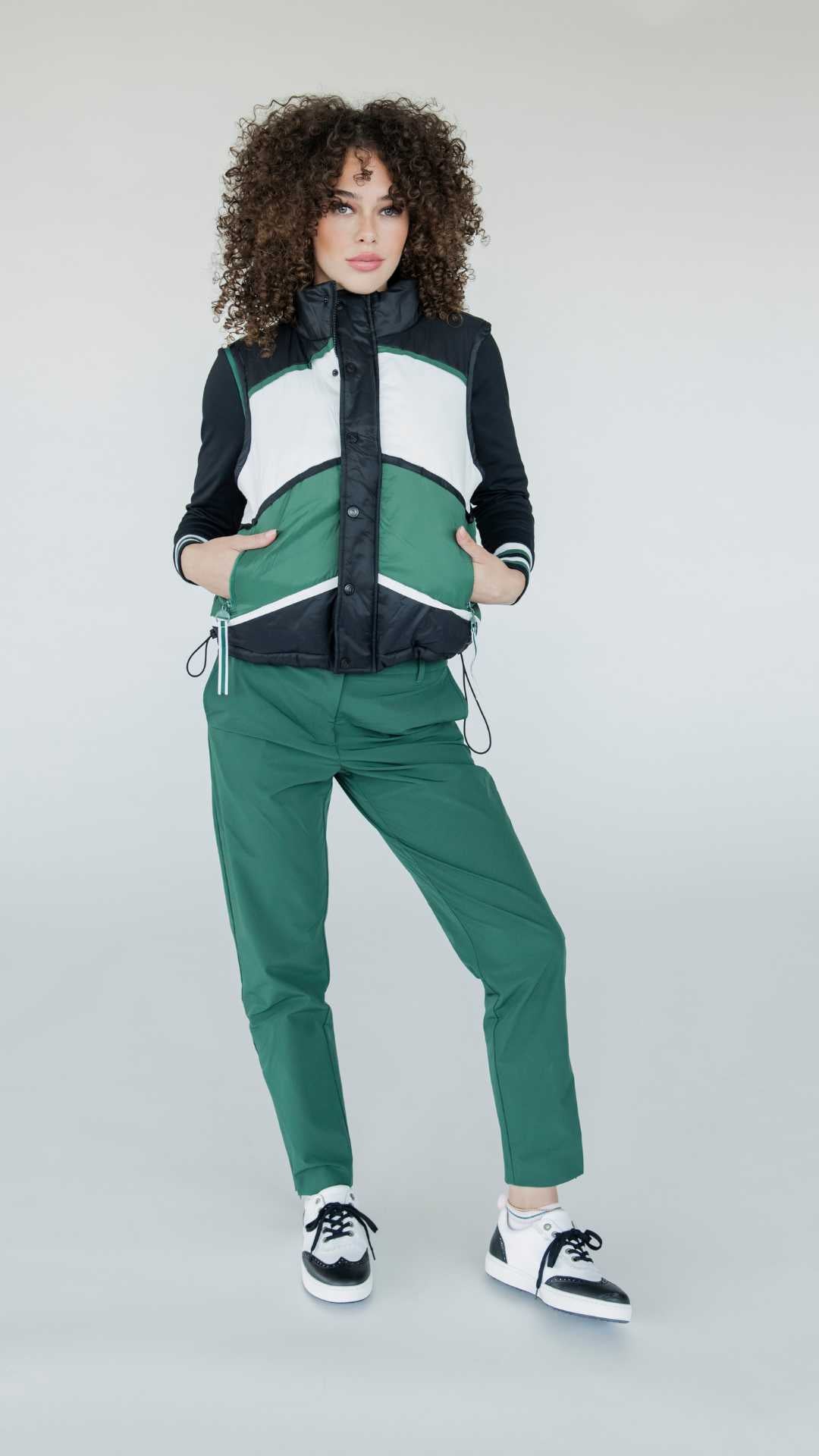 Jackie Moon Vest - Chevron Green