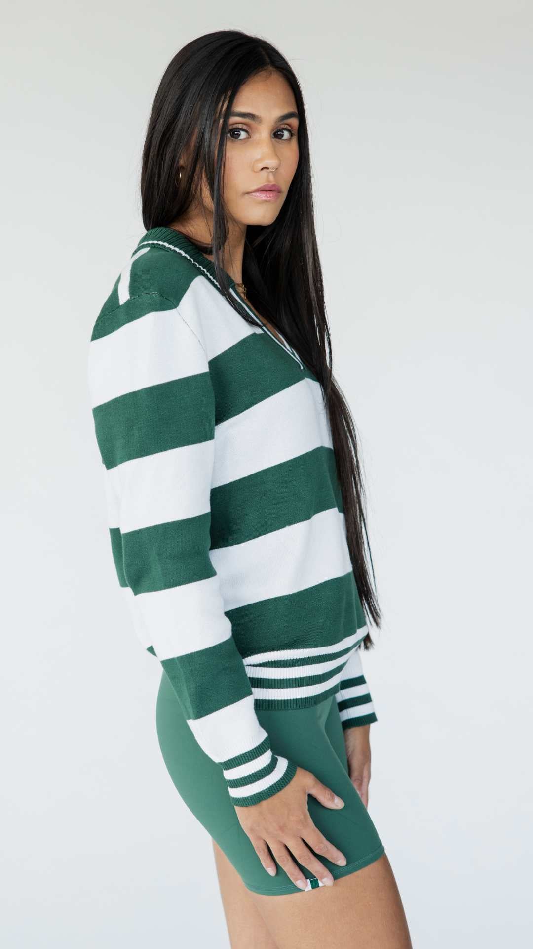Iris Sweater - Green Stripes