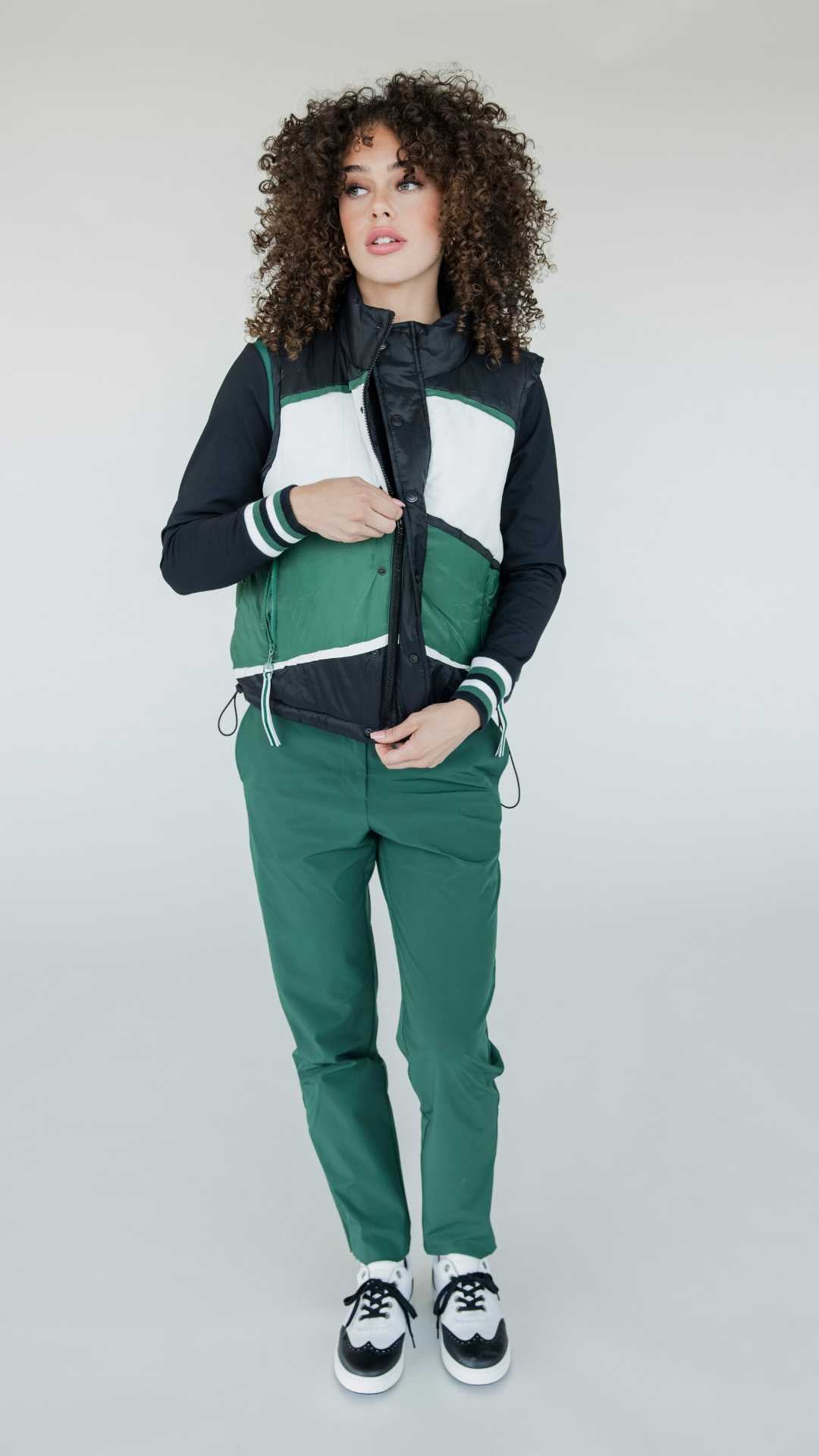 Jackie Moon Vest - Chevron Green