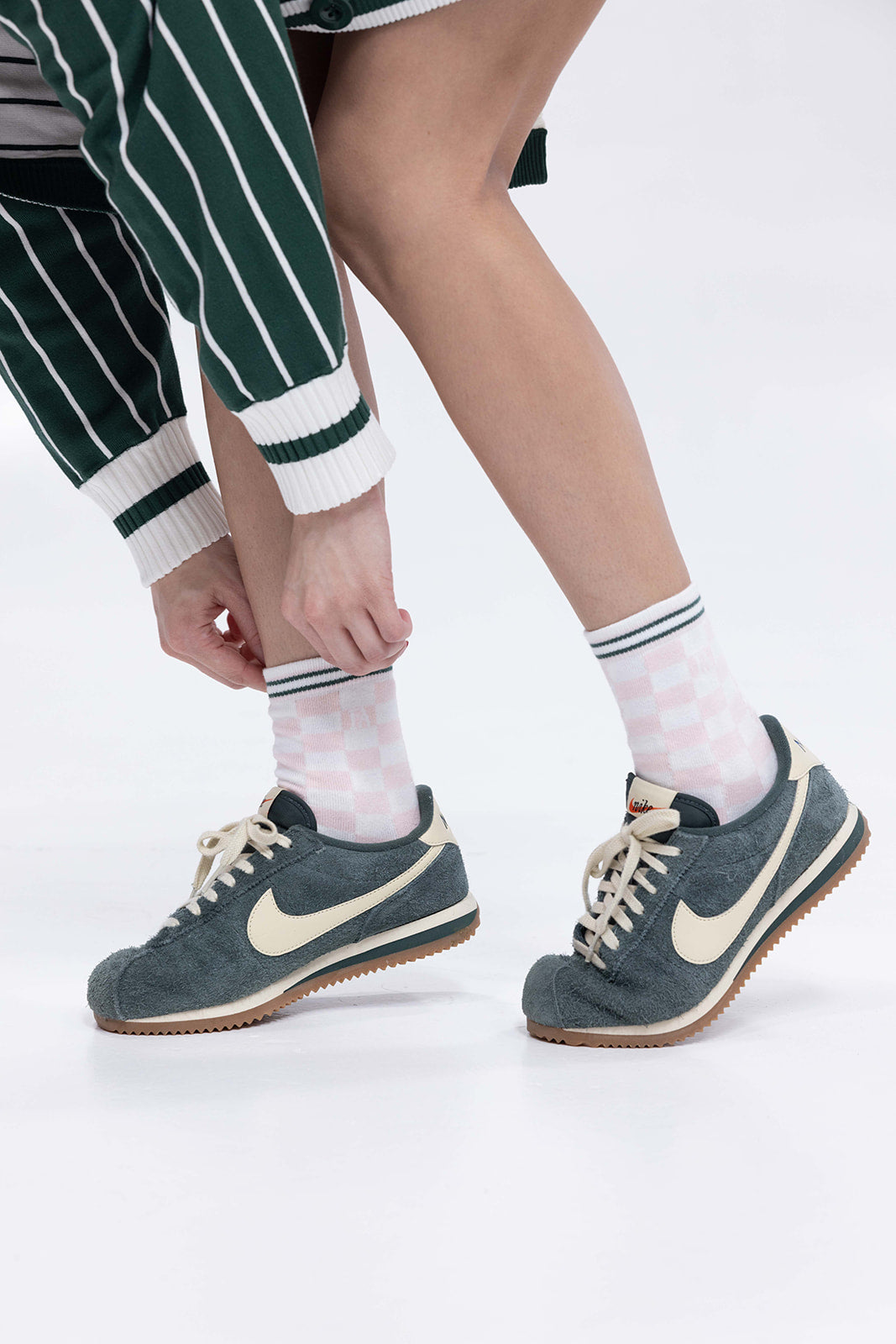 Charlie Crew Sock - Pink/White Checkered