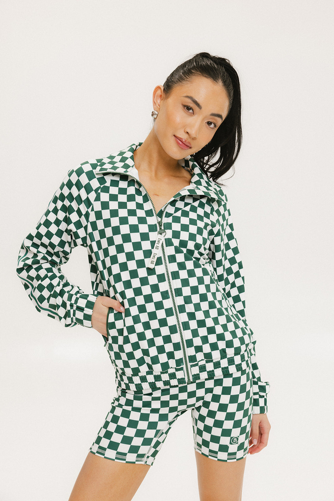 Lyla Jacket - Green/White Checkered