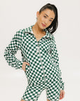 Lyla Jacket - Green/White Checkered