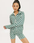Lyla Jacket - Green/White Checkered