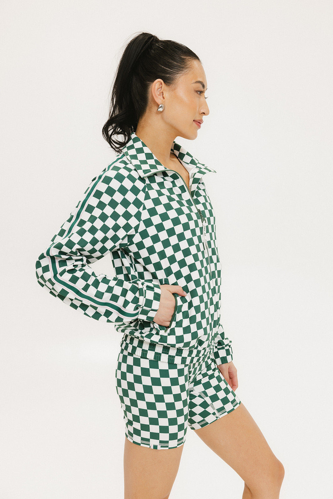 Lyla Jacket - Green/White Checkered