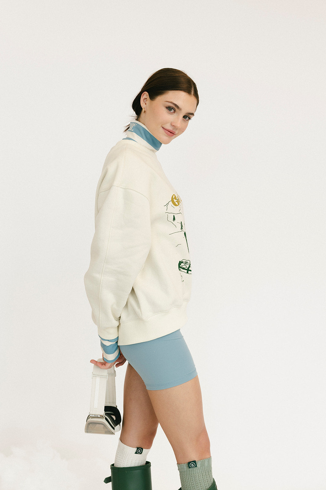 Ski Run Sweatshirt - Sugar/Green