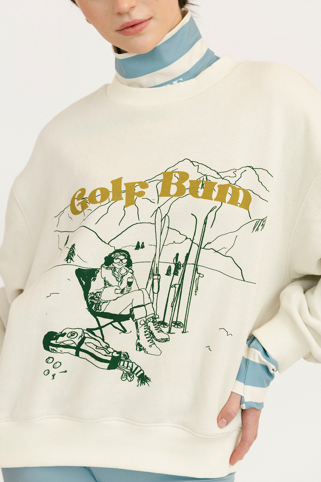 Ski Run Sweatshirt - Sugar/Green