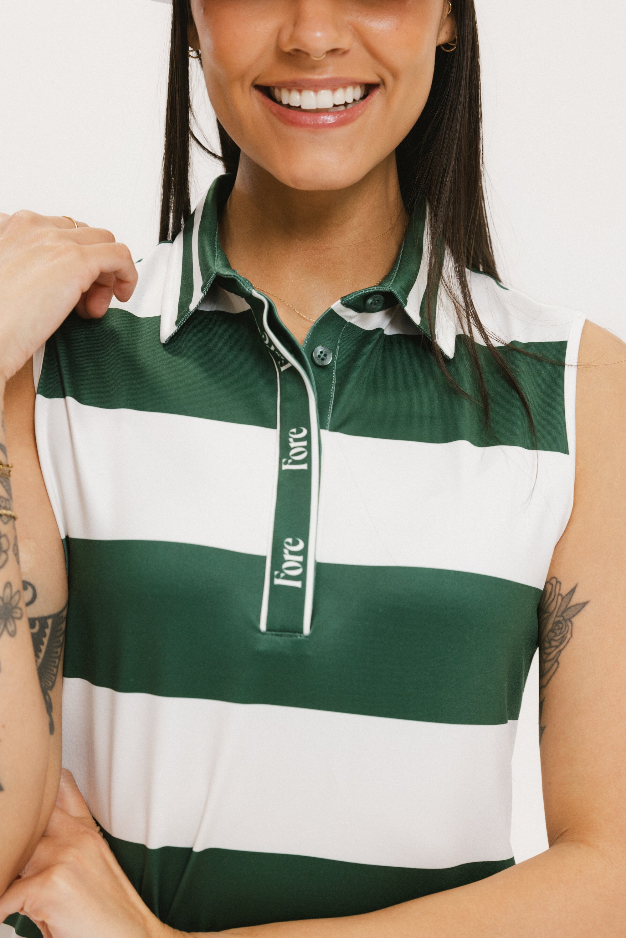 Moore Polo - Green/White Stripes