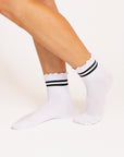 Maude Ruffle Top Socks - Black Stripe