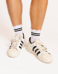 Maude Ruffle Top Socks - Black Stripe