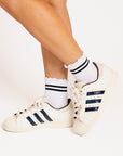 Maude Ruffle Top Socks - Black Stripe