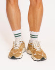 Maude Ruffle Top Socks - Green Stripe