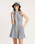 Erin Dress - Indigo/White Checkered