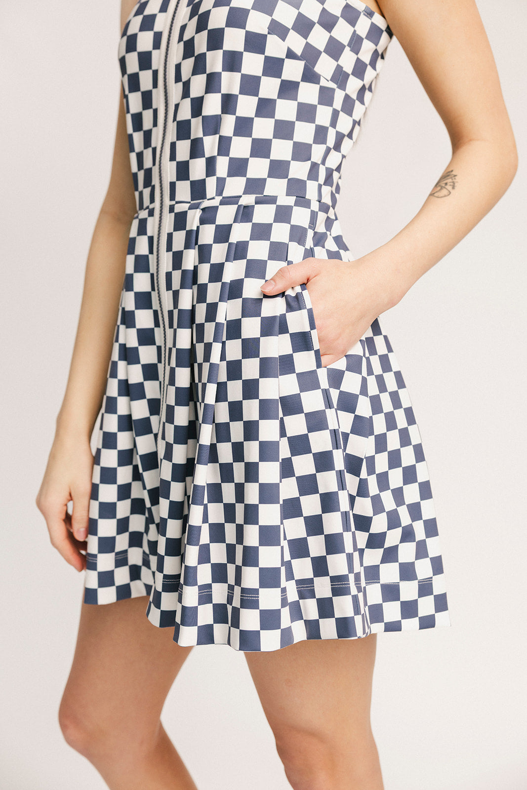 Erin Dress - Indigo/White Checkered