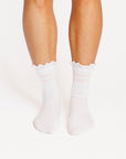Maude Ruffle Top Socks - Pink Stripe
