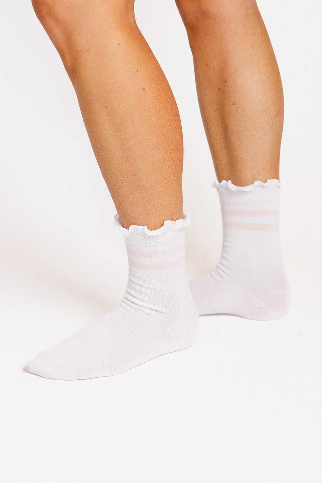 Maude Ruffle Top Socks - Pink Stripe