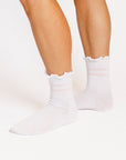 Maude Ruffle Top Socks - Pink Stripe