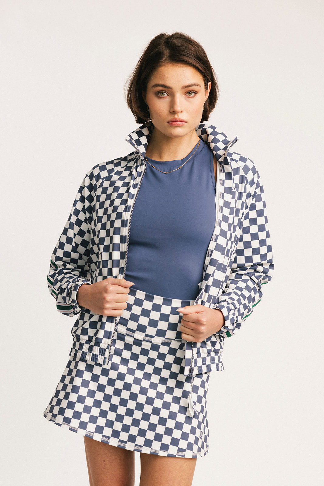 Lyla Jacket - Indigo/White Checkered