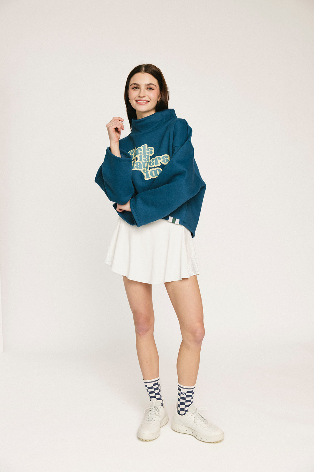 Diana Mock Neck Sweatshirt - Girls Is Players Too Indigo