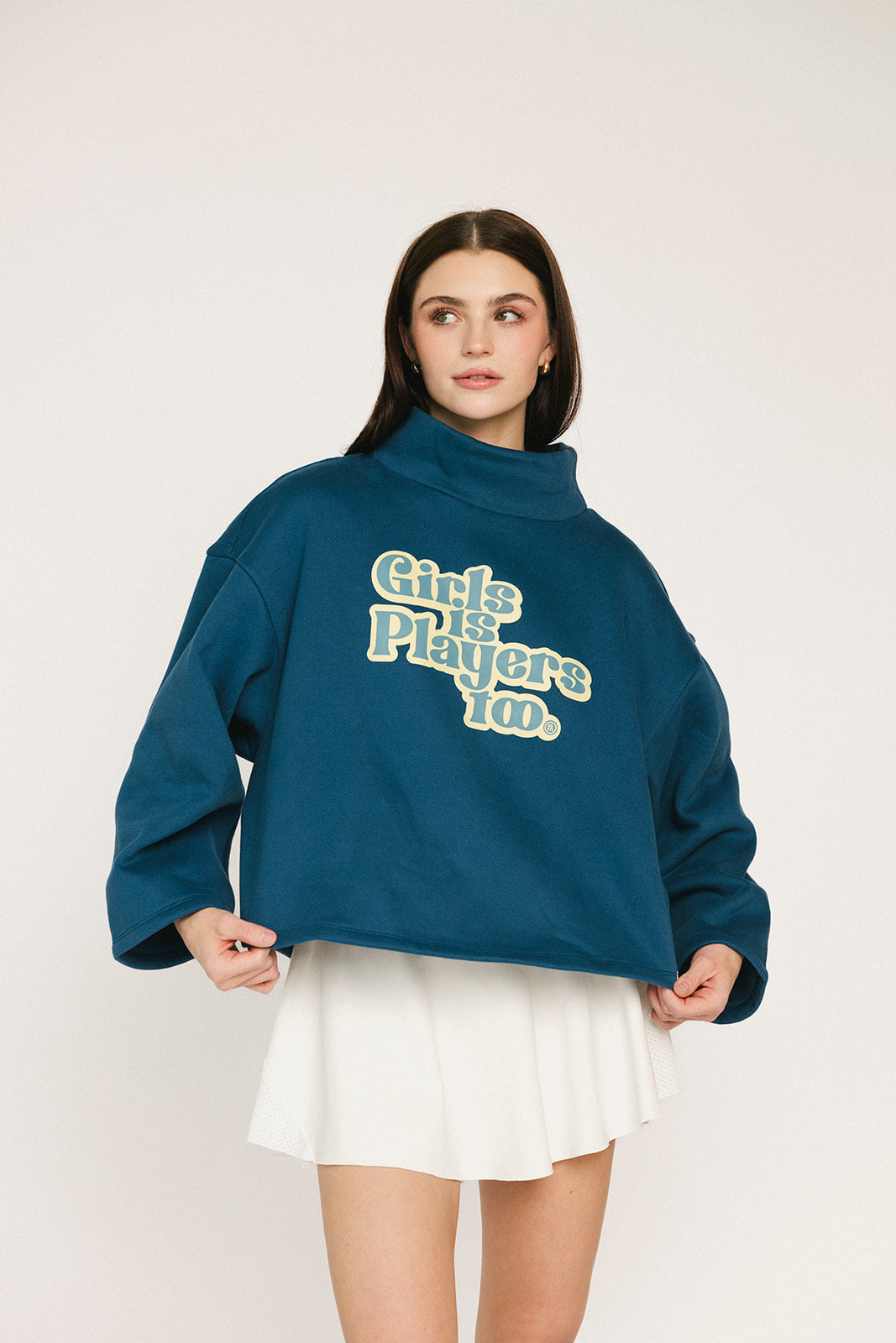 Diana Mock Neck Sweatshirt - Girls Is Players Too Indigo