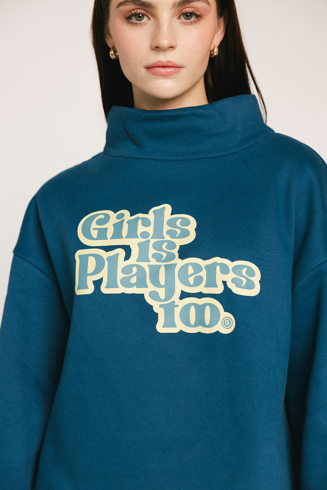 Diana Mock Neck Sweatshirt - Girls Is Players Too Indigo