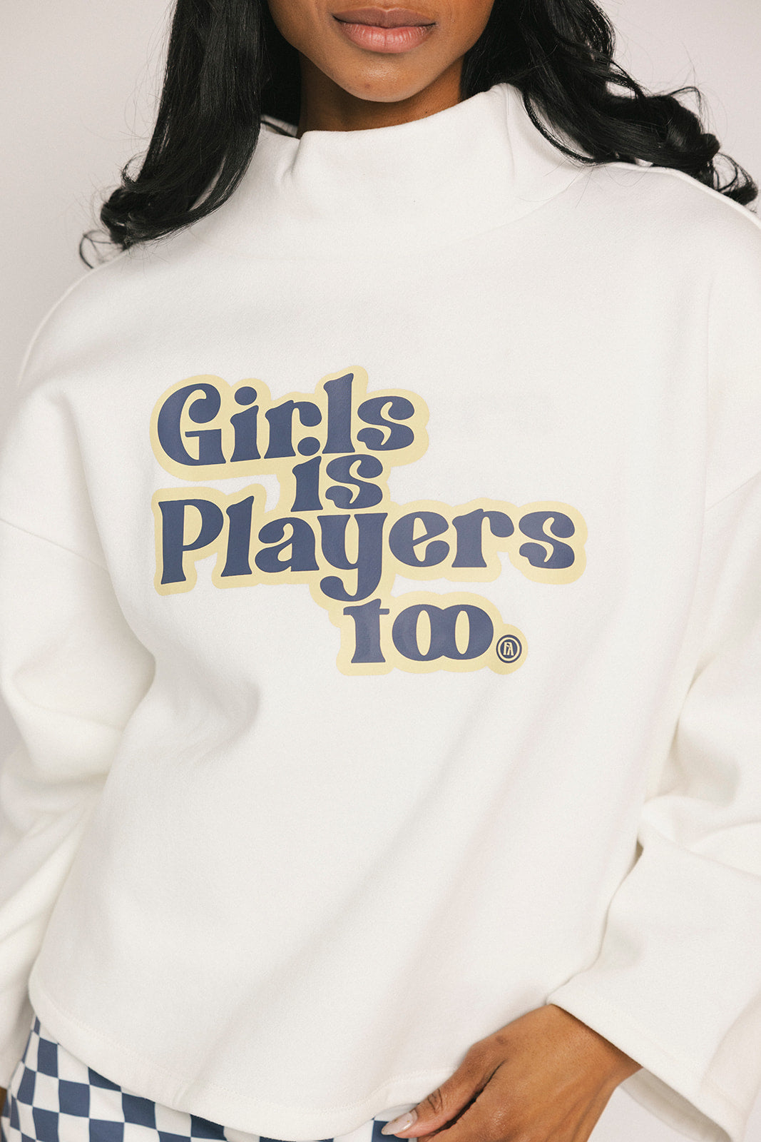 Diana Mock Neck Sweatshirt - Girls Is Players Too White