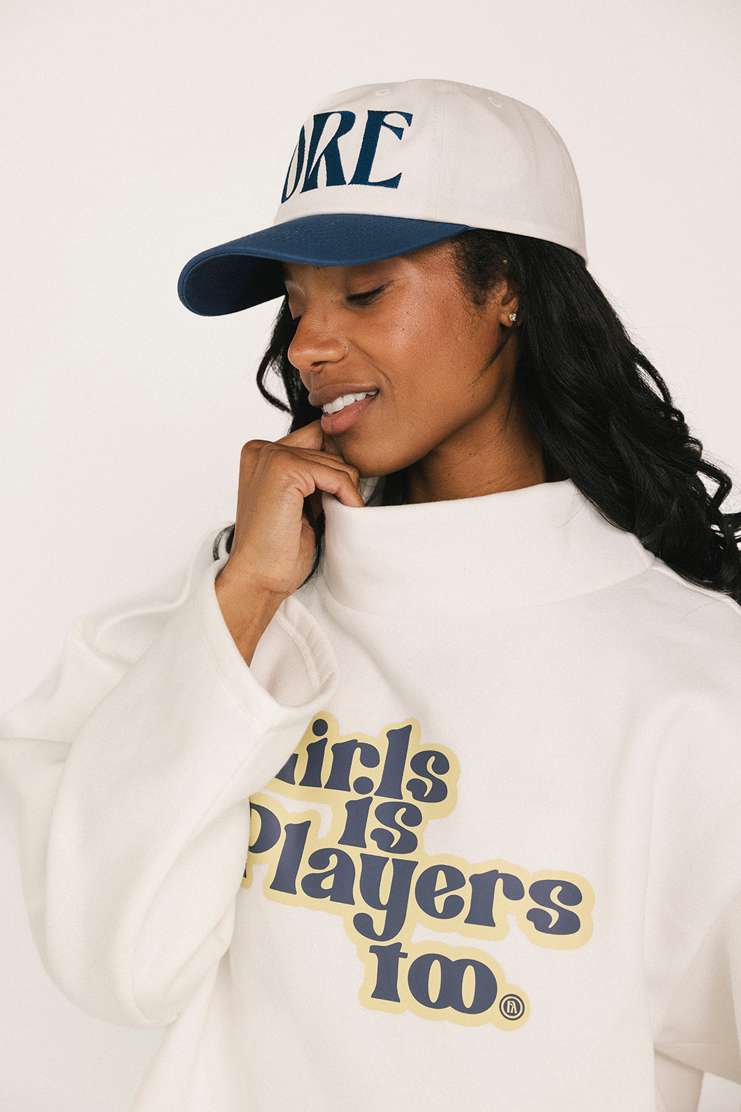 Diana Mock Neck Sweatshirt - Girls Is Players Too White