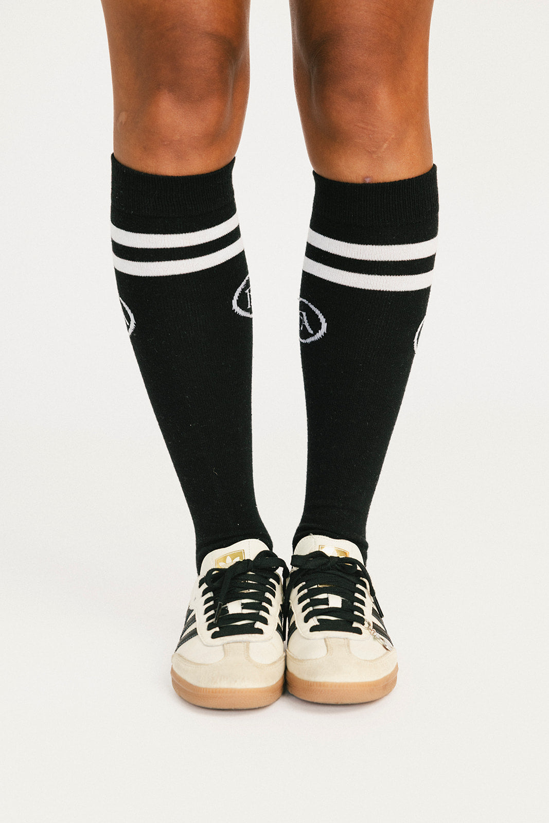 The Shane Knee High Socks - Black/White Stripes