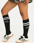 The Shane Knee High Socks - Black/White Stripes