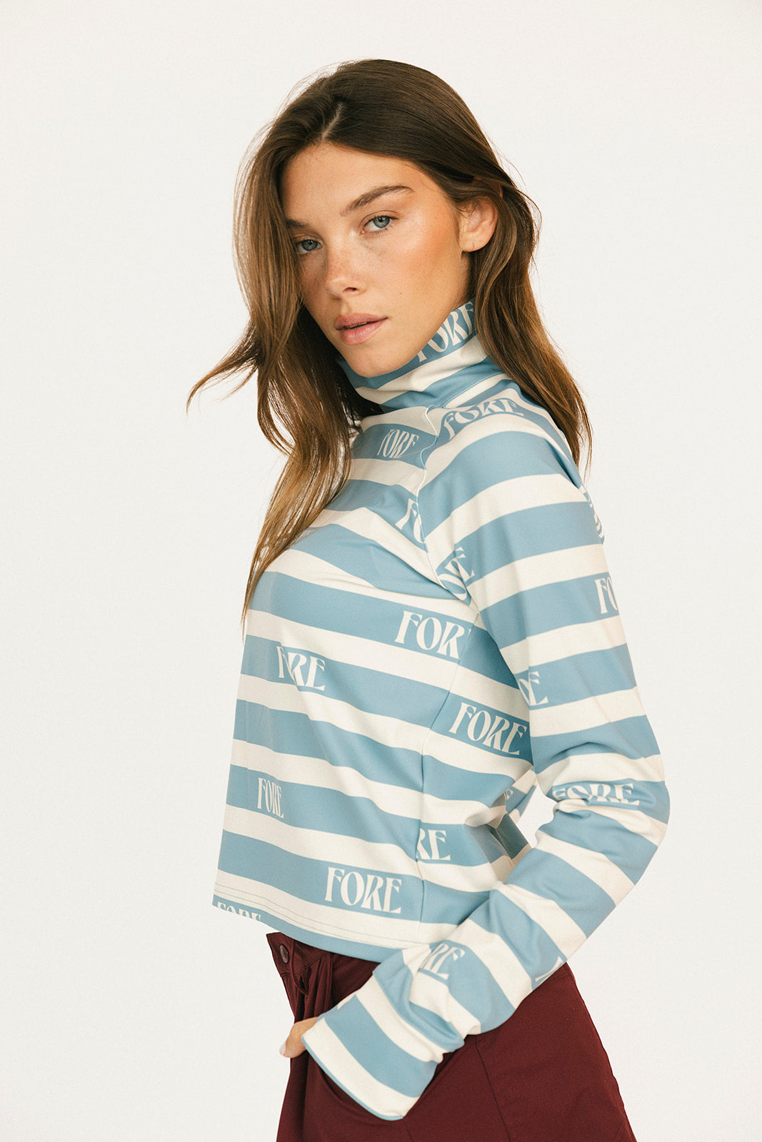 Lottie Mock Neck - Smoke Blue/Angora Fore