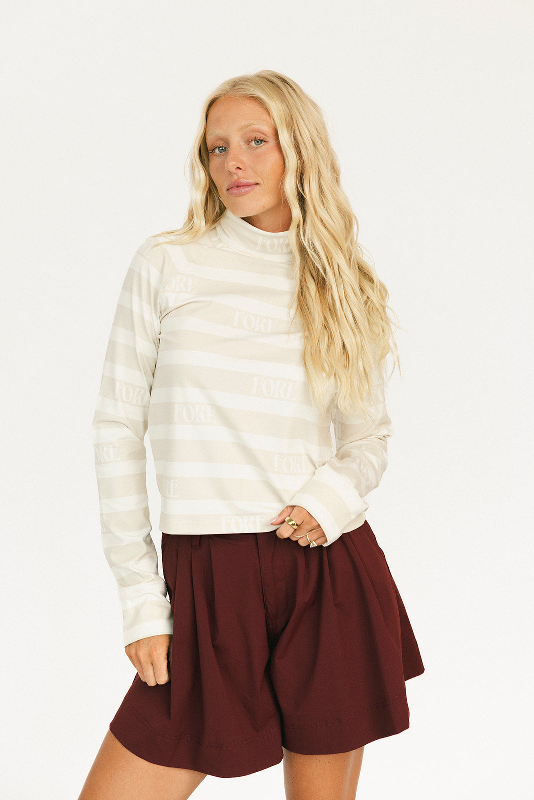 Lottie Mock Neck - Angora/White Fore