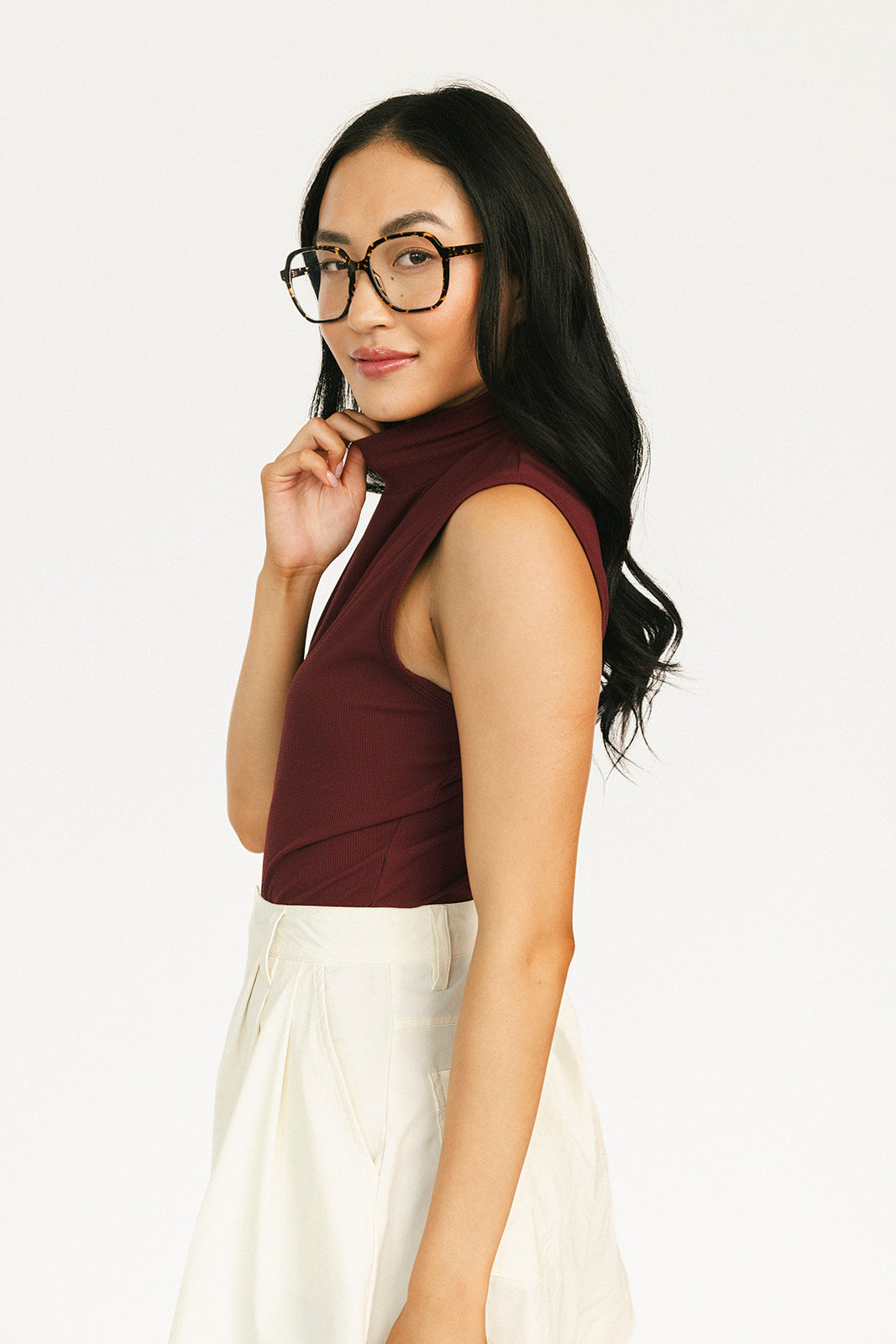 Manhattan Mock Neck - Merlot
