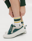 Retro Ankle Sock - Mustard/Green
