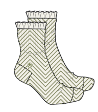 Maude Ruffle Sock - Putting Green/White Chevron