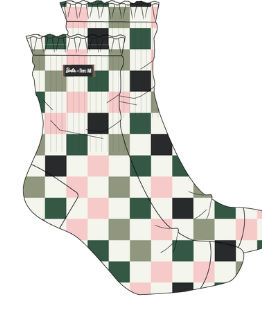 Maude Ruffle Sock - Barbie Checkered