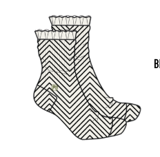 Maude Ruffle Sock - Black/White Chevron