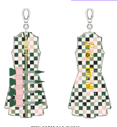 Erin Dress Bag Charm - Barbie Checkered