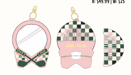 Mirror Bag Charm - Barbie Checkered