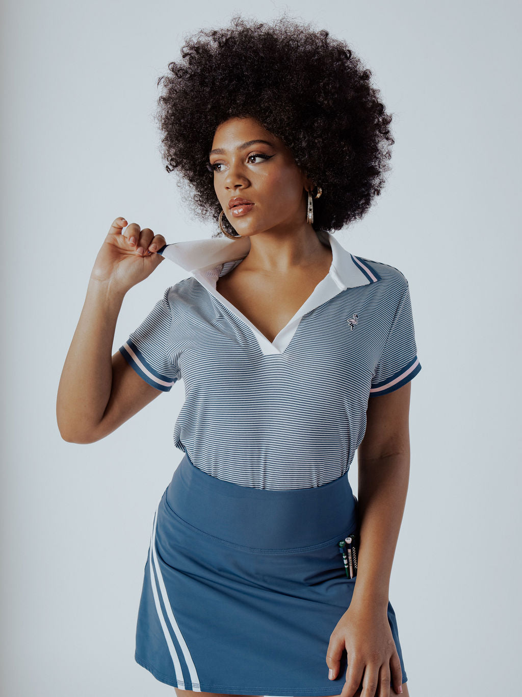 Club Angie Polo - Indigo Stripes
