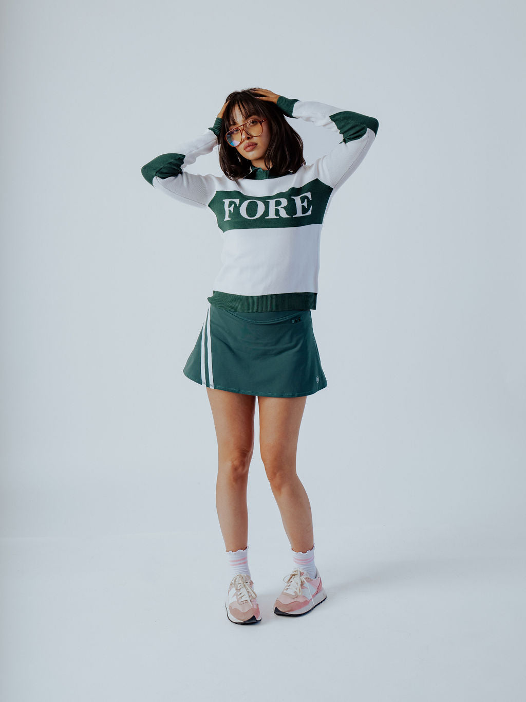 George Skirt - Green/ White Stripes